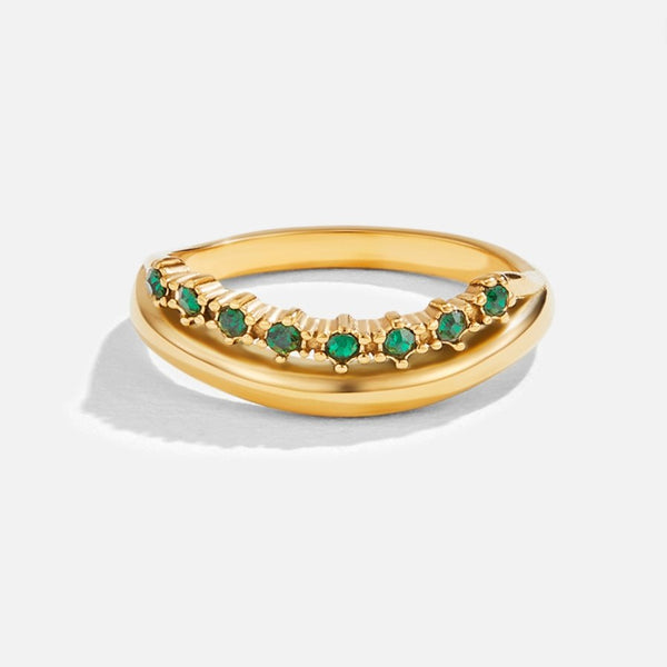 Marissa – Goldring mit grünen Kristallen
