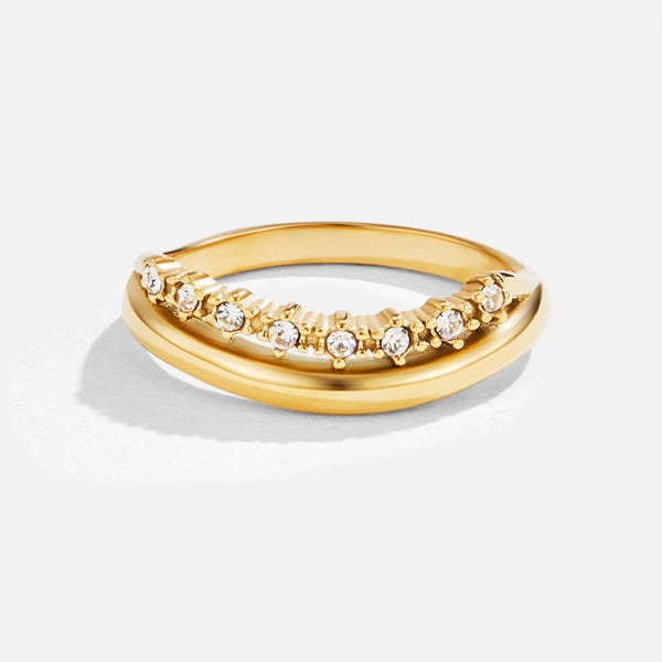 Marissa – Goldring mit weißen Kristallen
