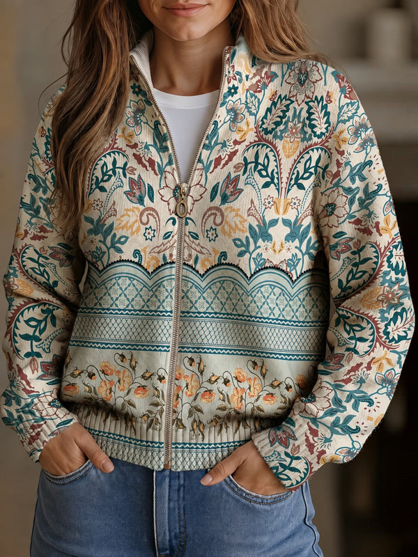 Gisela™ | Strickjacke mit floraler Bordüre
