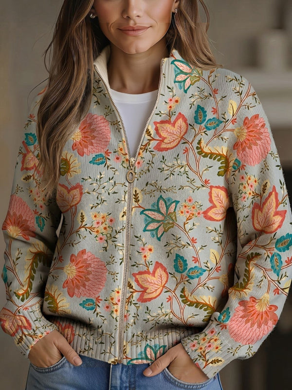 Petra™ | Strickjacke mit floralem Gartenmuster