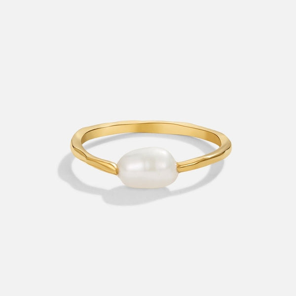 Nura – Goldring mit Süßwasserperle