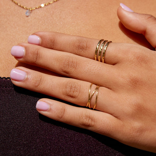 Ohia – Mehrreihiger Goldring im Layer-Look