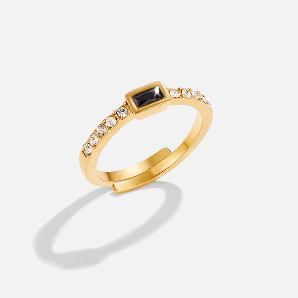 Onya – Goldring mit schwarzem Kristall