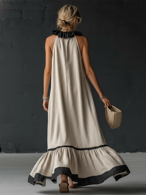 Celestine - Maxikleid mit Colour-Blocking und Rüschen
