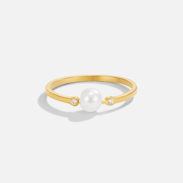 Peri – Goldring mit zentraler Perle