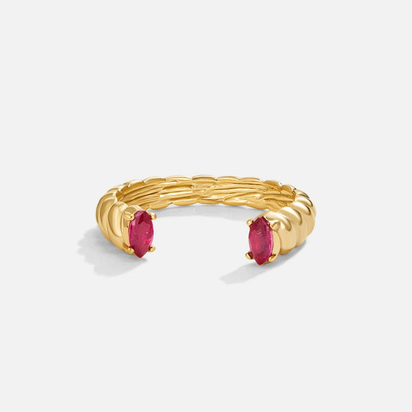 Rosanna – Offener Ring mit rosa Kristallen