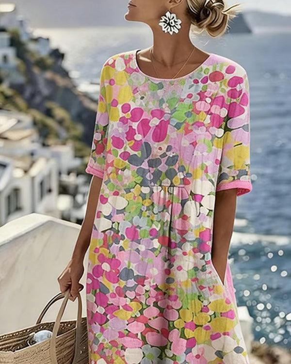 Elena - lockeres, leichtes Blumen-Midikleid