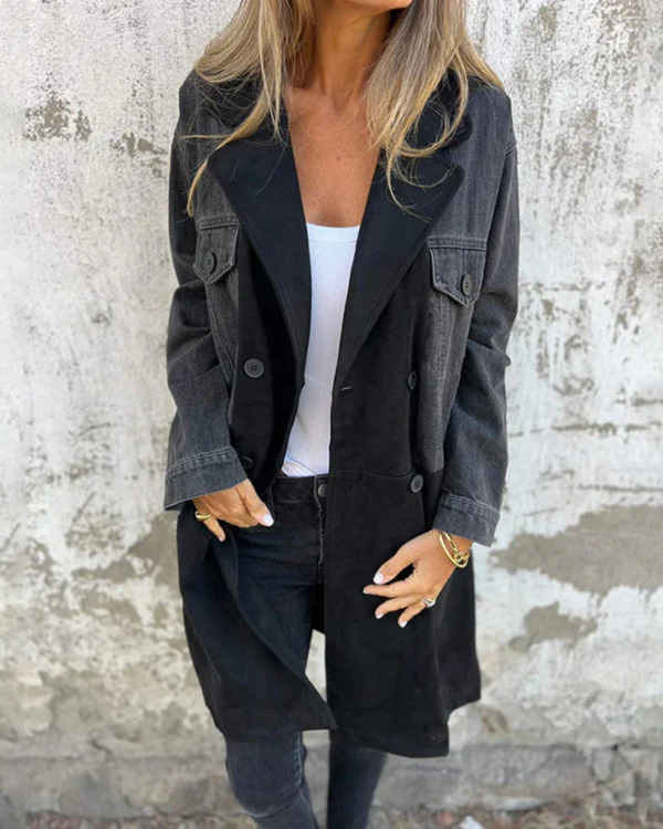 Marites™ | Mantel in Denim- und Kamel-Optik