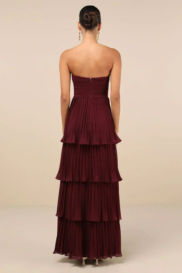 Velmara™ - trägerloses Maxikleid mit Volants und Rüschen