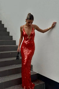 Kailani - langes Pailletten-Maxikleid