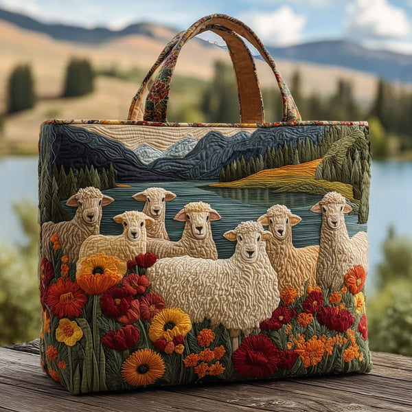 Handgefertigte Tasche | Schafe am See