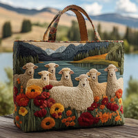 Handgefertigte Tasche | Schafe am See