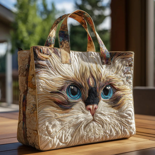 Handgefertigte Tasche | Weiße Katze mit blauen Augen