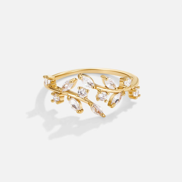 Sylvina – Goldring mit Kristallranken