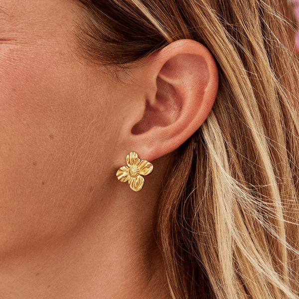 Flora – Goldene Blumen Ohrstecker