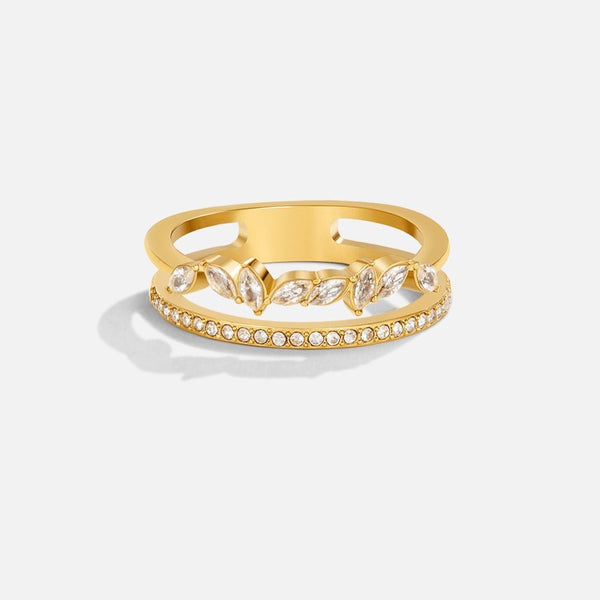 Mia – Goldring mit Kristallreihe im Layer-Design