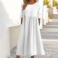 Sophie - Leinen und Baumwolle Midikleid