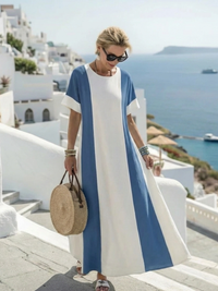 Soraya - Maxikleid mit Kurzarm und Colour-Blocking