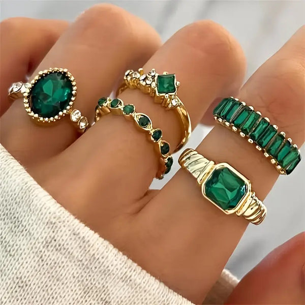 Zarina Exquisites Smaragd-Gold-Ring-Set