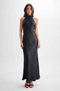 Aisha™ - Satin-Maxikleid mit Wasserfall-Ausschnitt