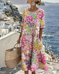 Elena - lockeres, leichtes Blumen-Midikleid