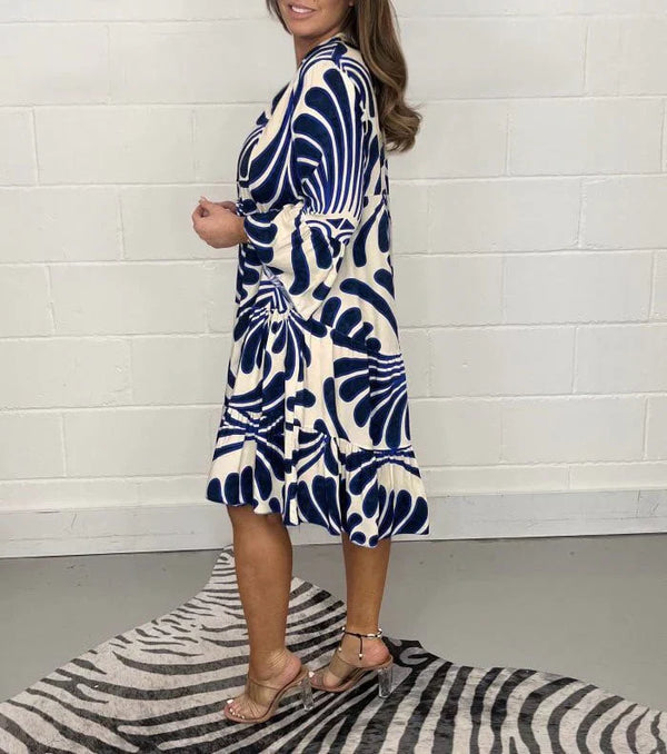 Fenella - Midikleid mit V-Ausschnitt und Print