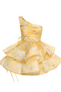 Daphne - einseitig schulterfreies Blumen-Minikleid