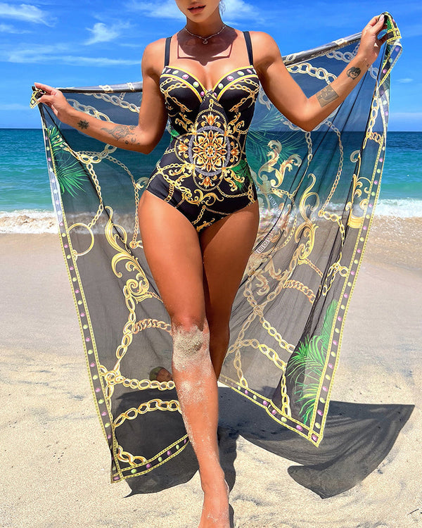 Valeria™ | Einteiliger Badeanzug mit Push-up-Effekt und passendem Strandrock