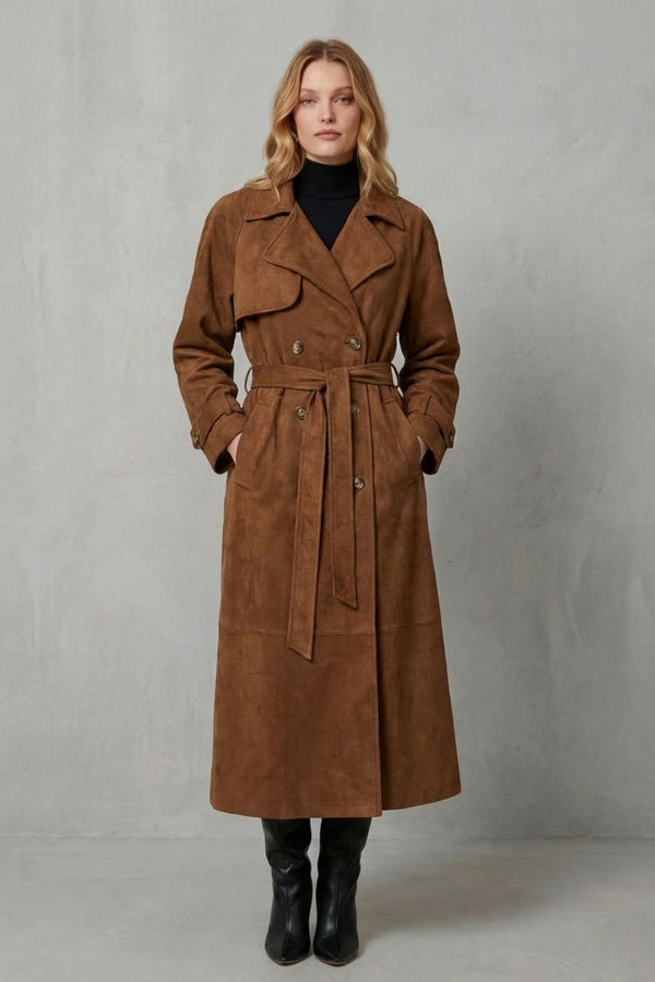 Mabel™ | Eleganter Trenchcoat aus Wildleder