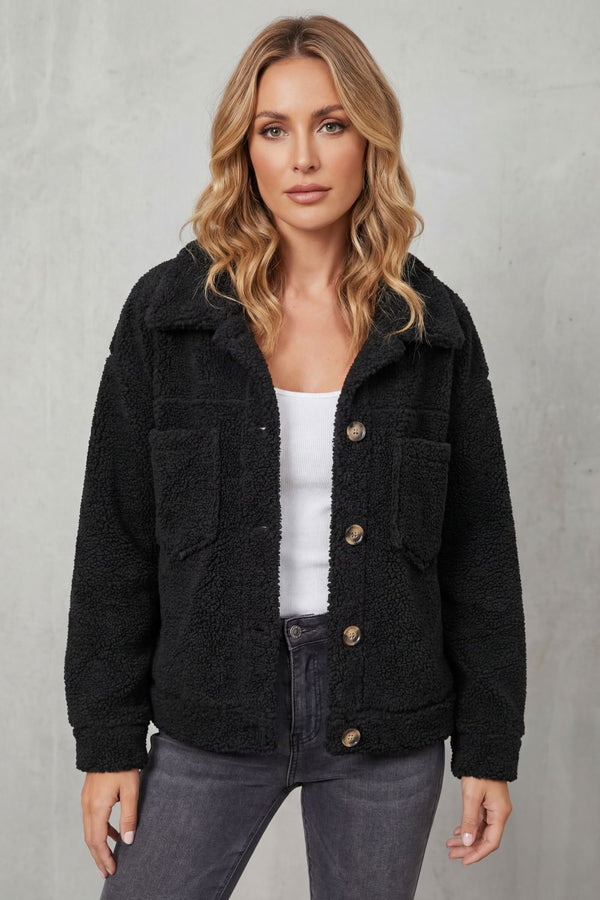 Una™ | Strukturierte Fleece-Jacke zum Durchknöpfen