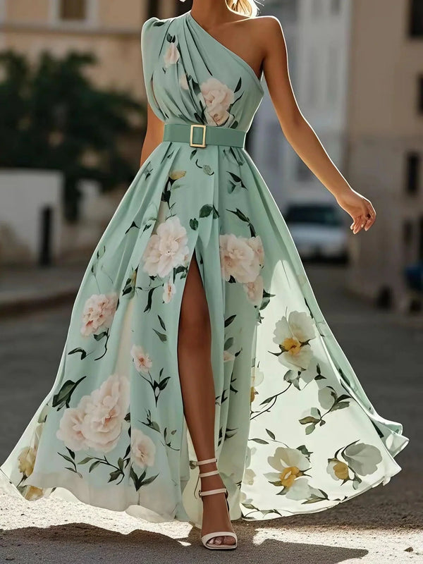 Sella - A-Linien Chiffon-Maxikleid, einseitig schulterfrei, mit Raffung