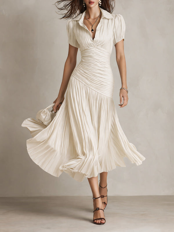 Adriana - gestreiftes Retro-Satin-Midikleid