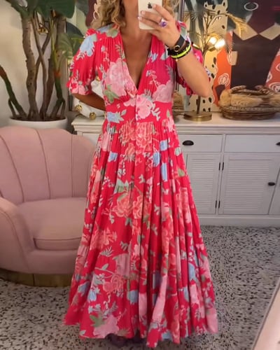 Isabeau - bequemes Maxikleid mit V-Ausschnitt und Taschen