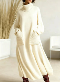 Genna - Lässiges Strickkleid mit Stehkragen und langen Ärmeln