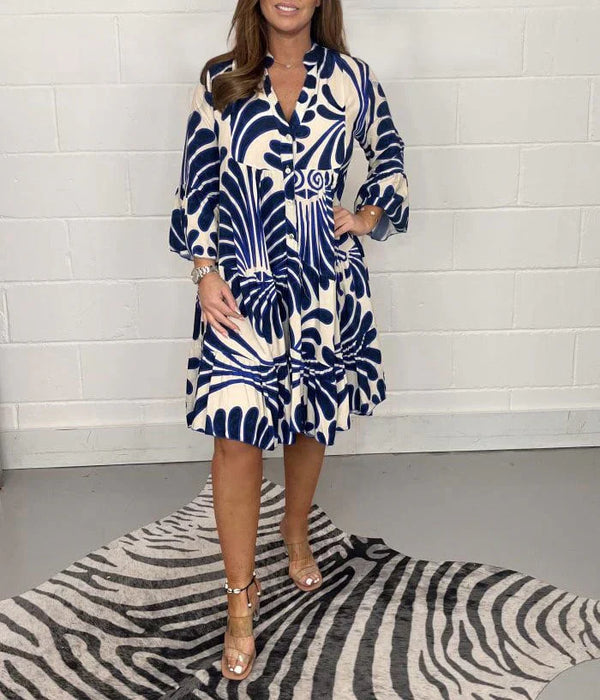 Fenella - Midikleid mit V-Ausschnitt und Print