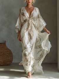 Morrisa - Chiffon-Maxikleid in Elfenbein und Taupe