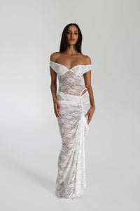Selune™ - schulterfreies Maxikleid aus transparenter Spitze
