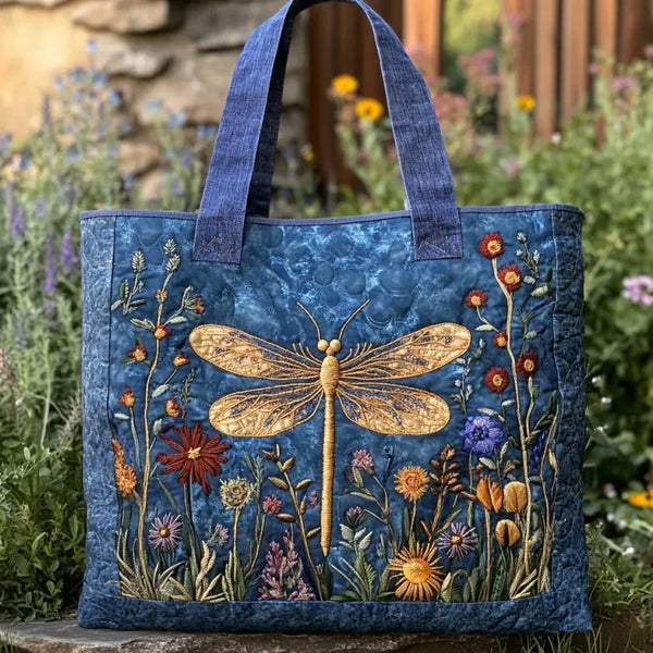 Handgefertigte Tasche | Goldene Libelle