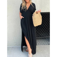 Gisella - V-Ausschnitt Schlitz Maxikleid