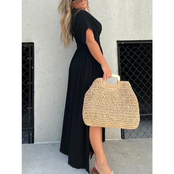 Gisella - V-Ausschnitt Schlitz Maxikleid