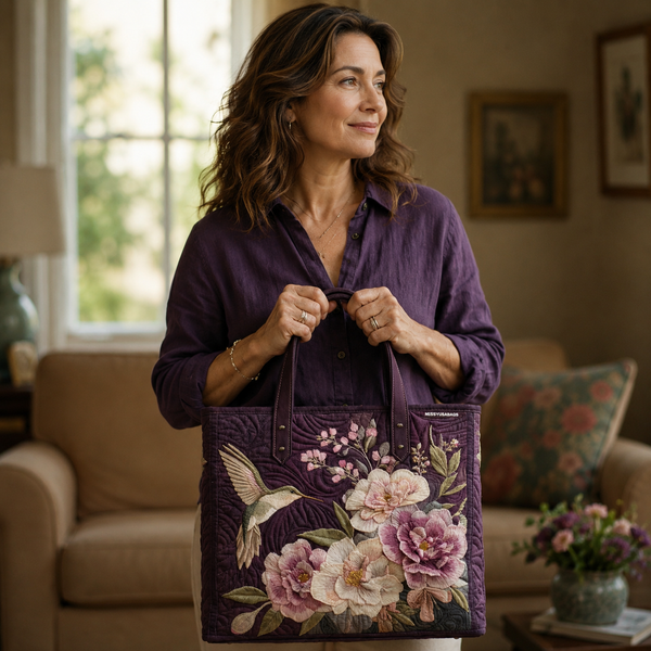 Handgefertigte Tasche | Kolibri und Orchideen