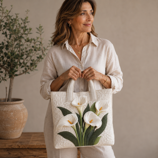 Handgefertigte Tasche | Weiße Lilien