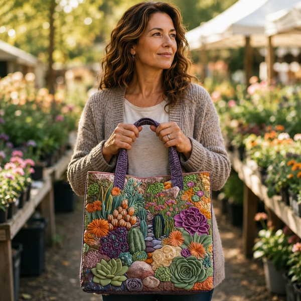 Handgefertigte Tasche | Sukkulenten-Garten