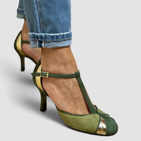Taviana - Patchwork-Pumps mit T-Steg und geschlossener Zehenpartie