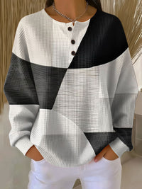 Carmen™ | Patchwork-Pullover in Schwarz und Weiß