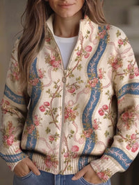 Sabine™ | Strickjacke mit Rosenranken-Motiv