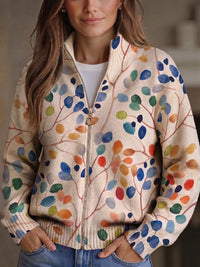 Anja™ | Strickjacke mit buntem Blättermuster