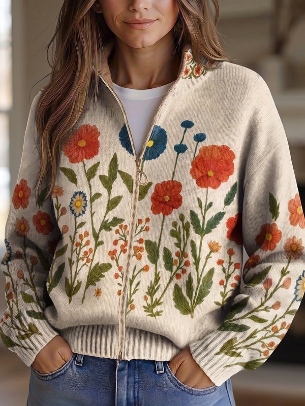 Andrea™ | Strickjacke mit Wildblumenmuster