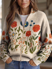 Andrea™ | Strickjacke mit Wildblumenmuster