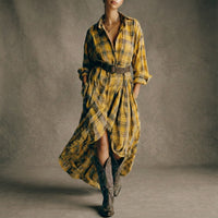 Abril - Karo-Hemdkleid mit Gürtel